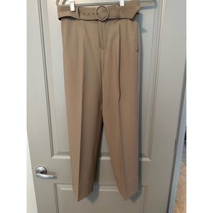 Club Monaco tan cropped, wide-leg trousers with belt